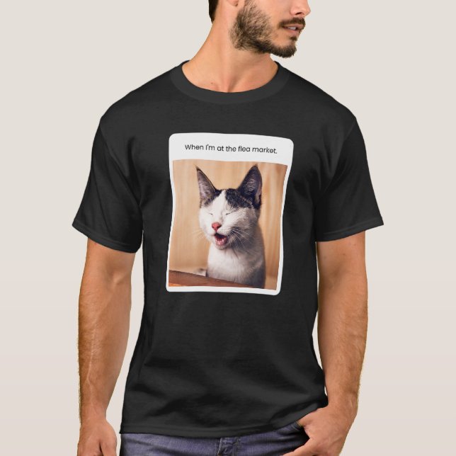Camiseta Cat Meme quando estou no mercado (Frente)