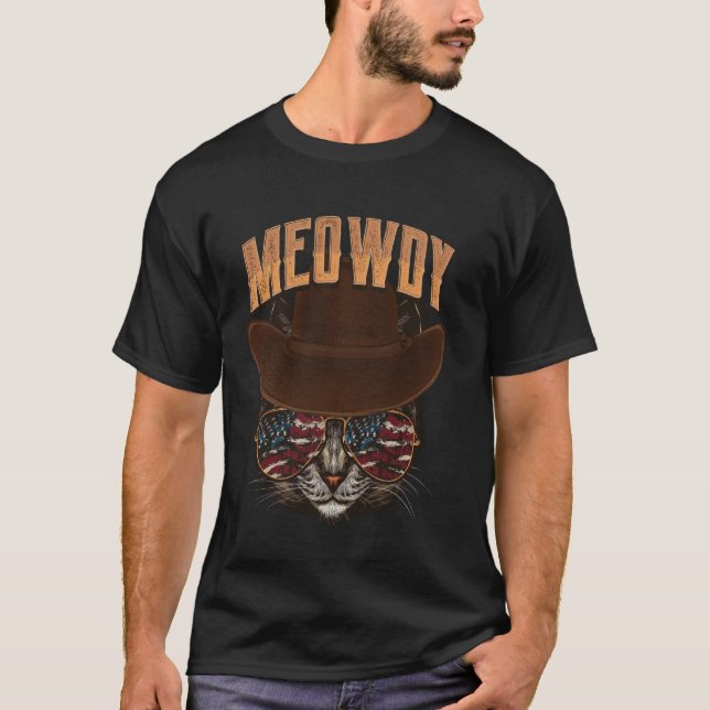 Camiseta Cat Meme Texas Meowdy Western Cowboy Country Music (Frente)