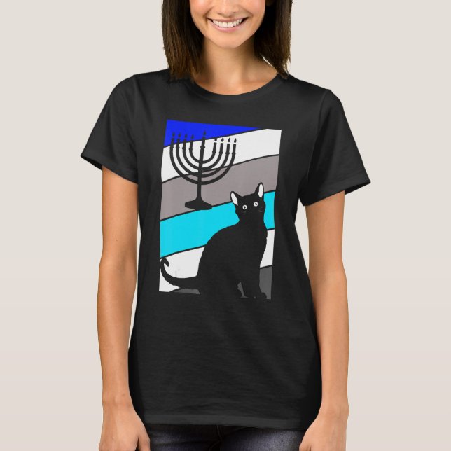 Camiseta Cat Menorah Hanukkah Cute Kitten Chanukah Jewish H (Frente)