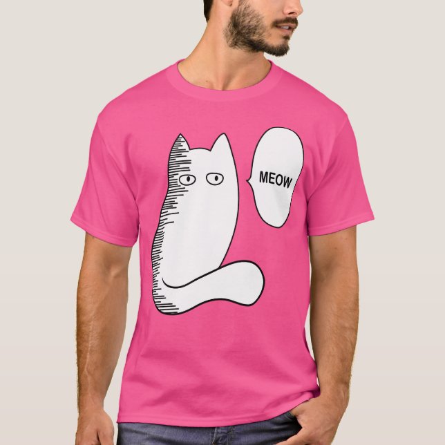 Camiseta Cat Meow Engraçado Saitama Meme (Frente)