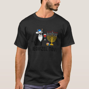 Camiseta Cat Meowzel Tov Chanukah Negro Judeu Hanukkah