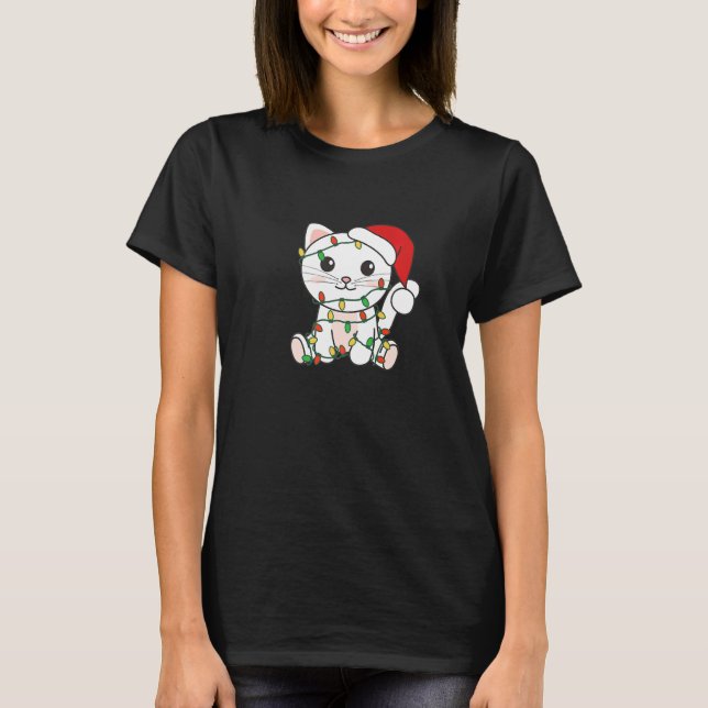 Camiseta Cat Merry Christmas Winter Animals Cats Christmas  (Frente)