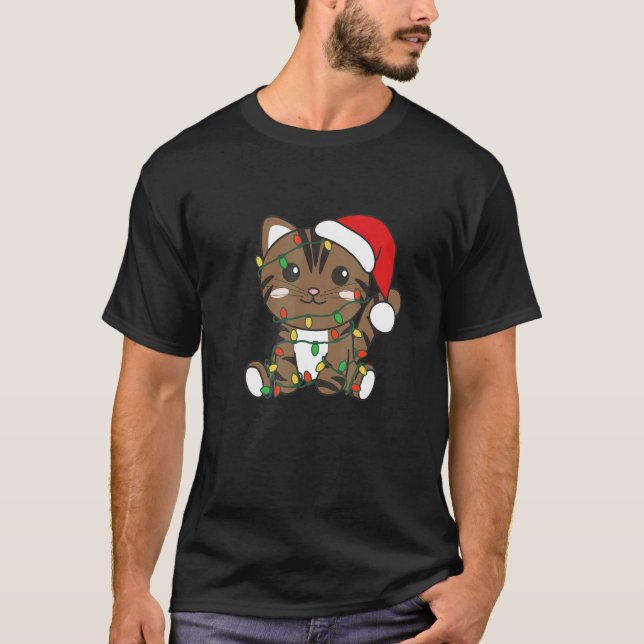 Camiseta Cat Merry Christmas Winter Animals Cats Christmas  (Frente)