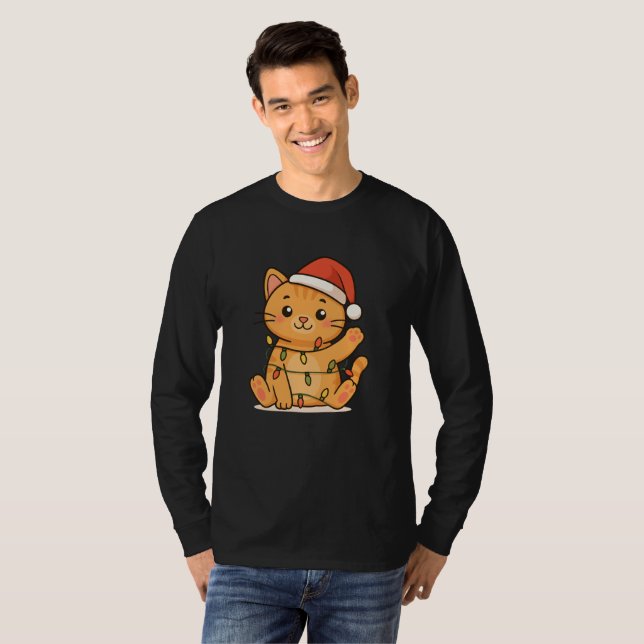 Camiseta Cat Merry Christmas Winter Animals Cats Christmas (Frente Completa)