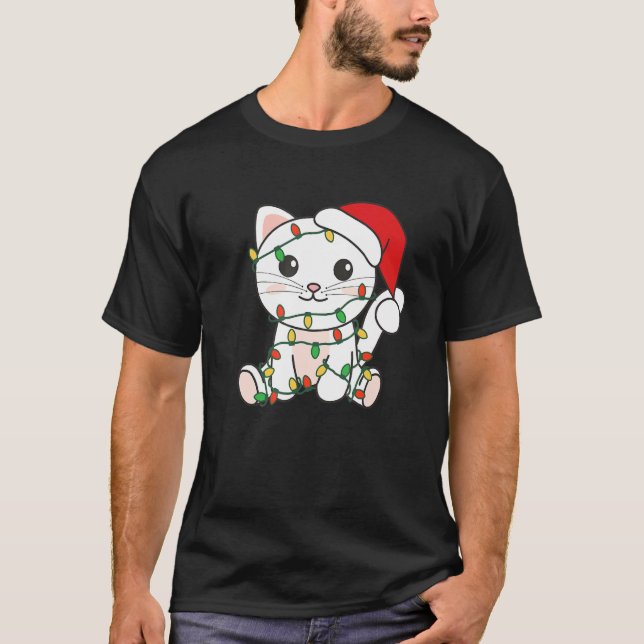 Camiseta Cat Merry Christmas Winter Animals Cats Christmas  (Frente)