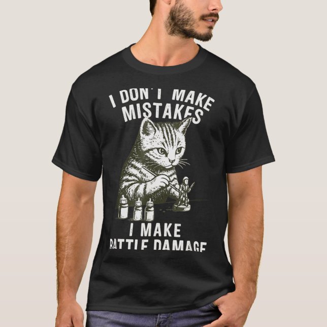Camiseta Cat Miniature Painter Battle Damage Funny Miniatur (Frente)