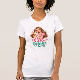 Camiseta Cat Mom – Camisa de Amante de Gatos Fofa 