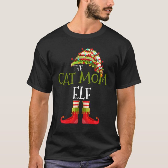Camiseta Cat Mom Elf Group Matching Family Christmas  2 (Frente)