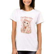 Cat Mom Vibes Cute Kitten Shirt – Soft Floral Cat 