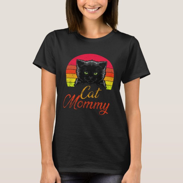 Camiseta Cat Mommy Kitty Kitten  Mom Mama Mother s Day Retr (Frente)