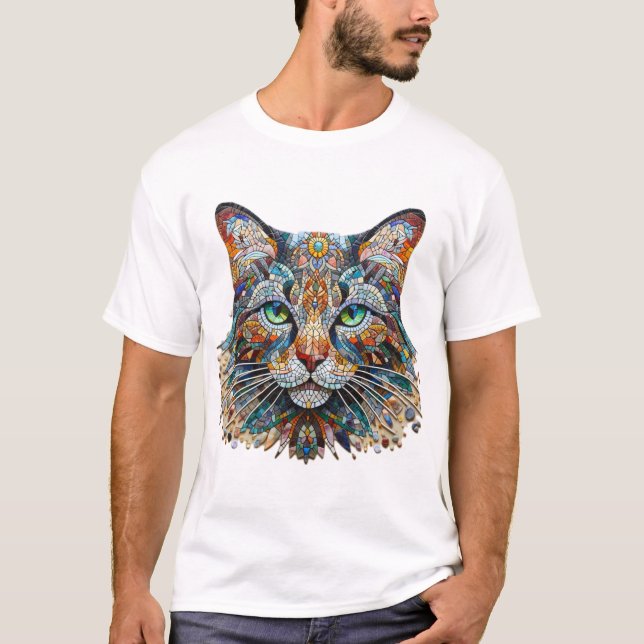 Camiseta Cat Mosaic Art (Frente)