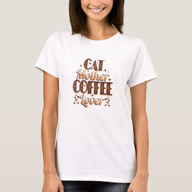 Camiseta Cat Mother Coffee Lover (Frente)