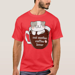 Camiseta Cat Mother Coffee Lover Cute Cat