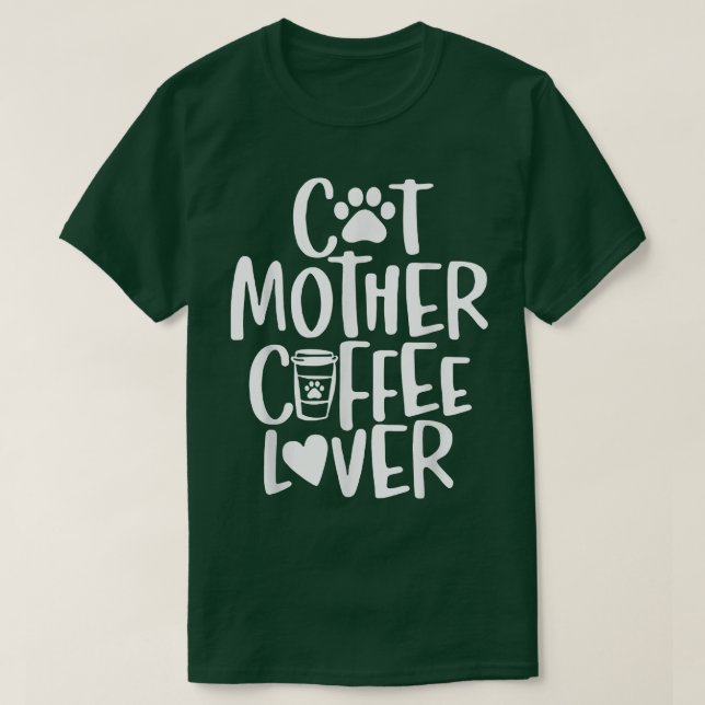 Camiseta Cat MotherCoffee lover Vintage Funny Tee  (Frente do Design)