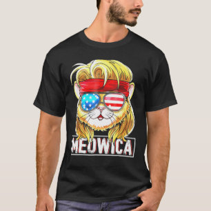 Camiseta Cat Mullet American Flag Patriótico 4º De Julho Ca