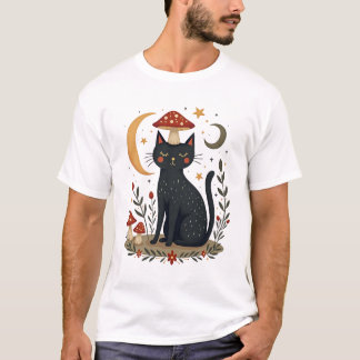 Camiseta Cat Mushroom Hat Cottagecore Kitten Kitty Women Gi