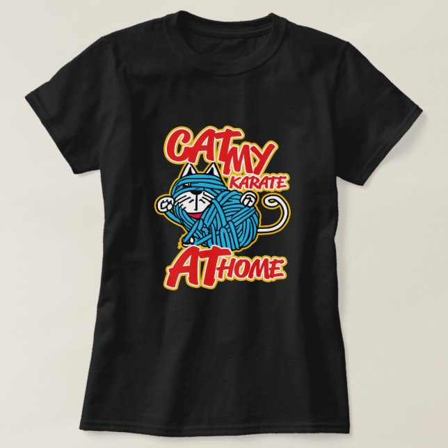 Camiseta Cat My Karate Em Casa (Frente do Design)