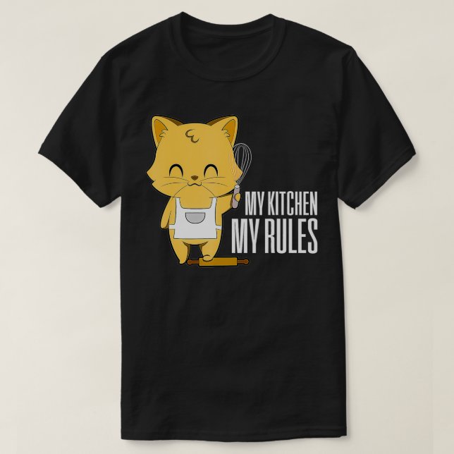 Camiseta Cat My Kitchen My Rules (Frente do Design)