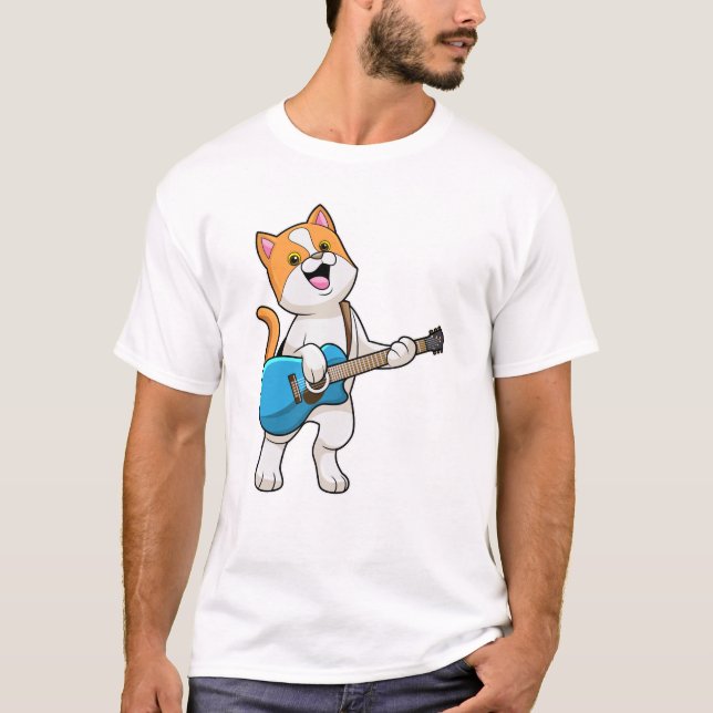 Camiseta Cat na Música com Violão (Frente)