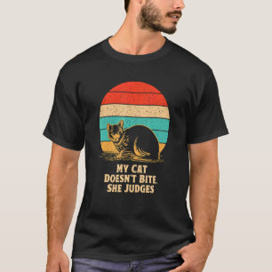 Camiseta Cat não morde ela jura Cat Mãe Gato Sarcástico