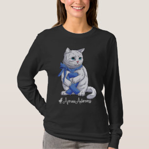 Camiseta Cat National Apraxia Awarness Mês Blue Ribbon