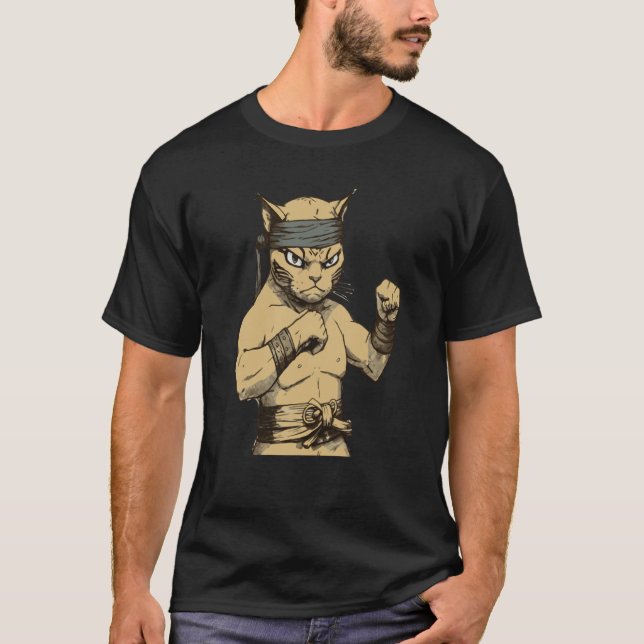 Camiseta Cat Ninja Fighter Cat Practice Karate (Frente)
