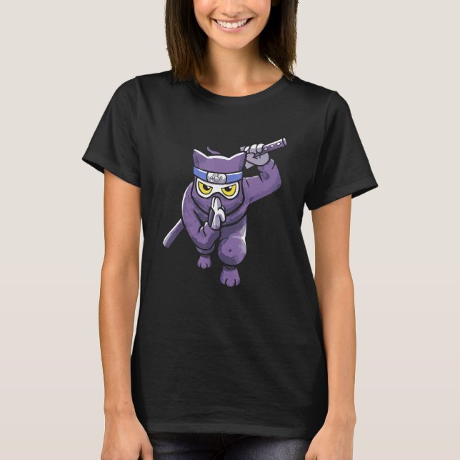 Camiseta Cat Ninja Japan Kitsune Style Japonês Samurai Swo (Frente)