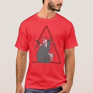 Camiseta Cat ninja samurai guerreiro guerreiro vermelho ama