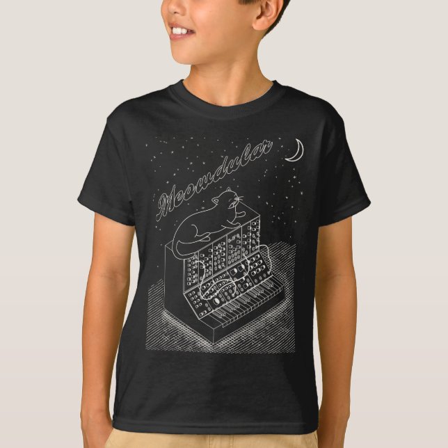 Camiseta Cat no sintetizador Modular Synth Funny (Frente)