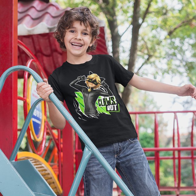 Camiseta Cat Noir | Gráfico de Garras (Kid wearing t-shirt)