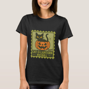Camiseta Cat-O-Lanterna Rebelde - Dia das Bruxas de Gato Ne