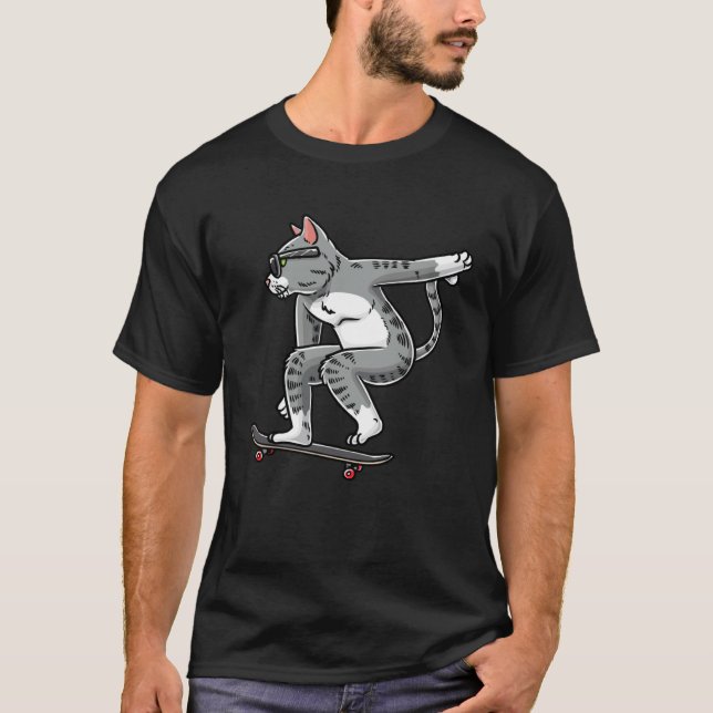 Camiseta Cat On A Skateboard Skateboarding Skater Skateboar (Frente)