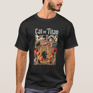 Camiseta Cat On Itan Japonês Estilo