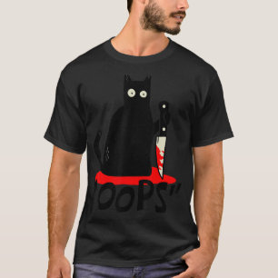 Camiseta Cat Oops Black Cat Assassino Com Knife Hallo
