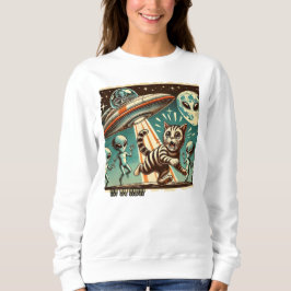 Camiseta Cat OVNI Selfie: Invasão de Vintage (Hoodie de mul