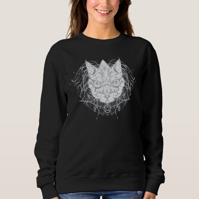 Camiseta Cat Pagan Witch Wicca Oculta Fases Da Lua Do Wicca (Frente)