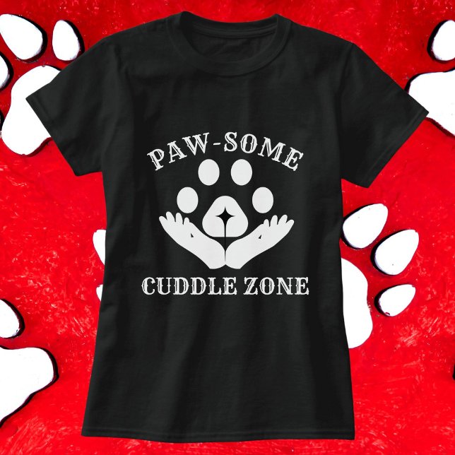 Camiseta Cat Paw Cuddle Zone Funny Cute Modern Personalizad (Criador carregado)