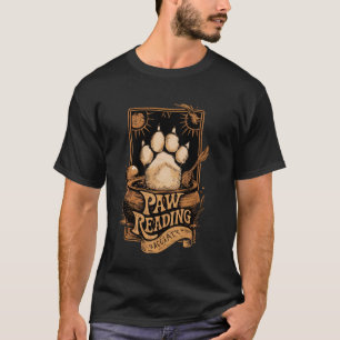Camiseta Cat Paw Reading Tarot Card Crescent Moon Witch Cat