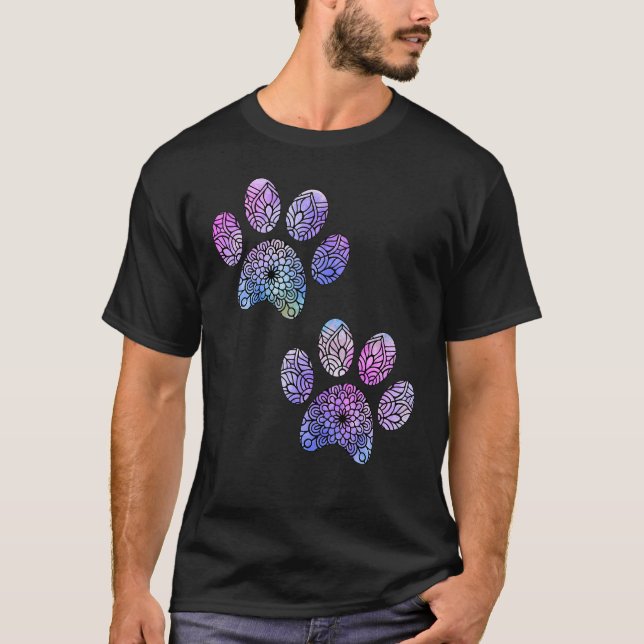 Camiseta Cat Paws Mandala Design 3 - Diversão do ventilador (Frente)