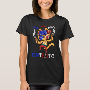 Camiseta Cat Pew Pawtriotic Cat 4 De Julho Humor Tee