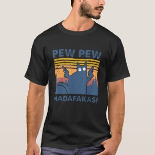Camiseta Cat Pew Pew Madafakas Vintage Gato Louco