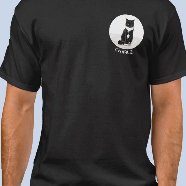 Camiseta Cat Photo Personalized Custom Name Crest (Personalized pet cat photo crest style t-shirt with custom name or text)