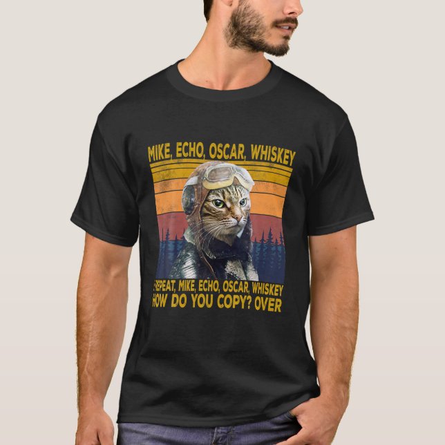 Camiseta Cat Pilot Mike Echo Oscar Whisky Como Copiar (Frente)