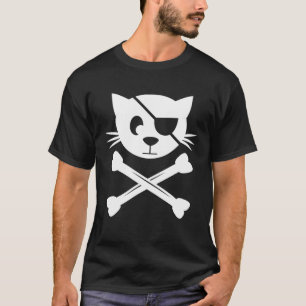 Camiseta Cat Pirate Jolly Roger Flag Skull e Crossbones