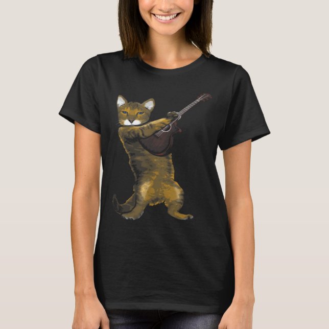 Camiseta Cat Playing Acoustic Guitar Musician (Frente)