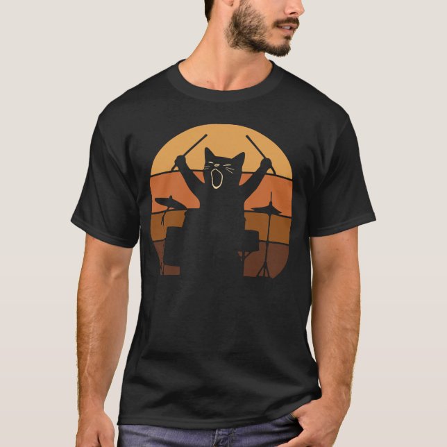 Camiseta Cat Playing Drums (Frente)