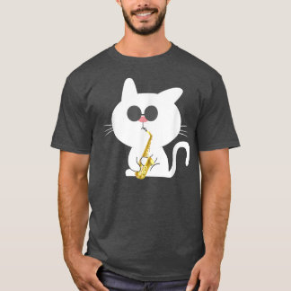 Camiseta Cat Playing Saxofone Music Lover
