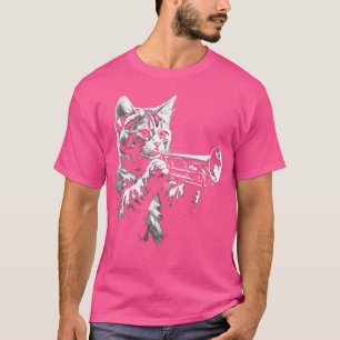 Camiseta Cat Playing Trumpet Vintage Jazz Musical Trumpete