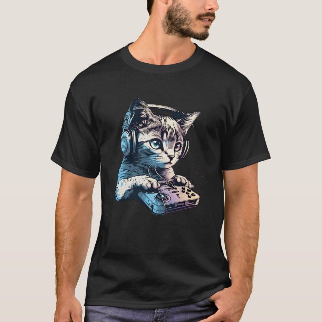 Camiseta Cat Playing Video Games For Cat  And Gamers  3 (Frente)