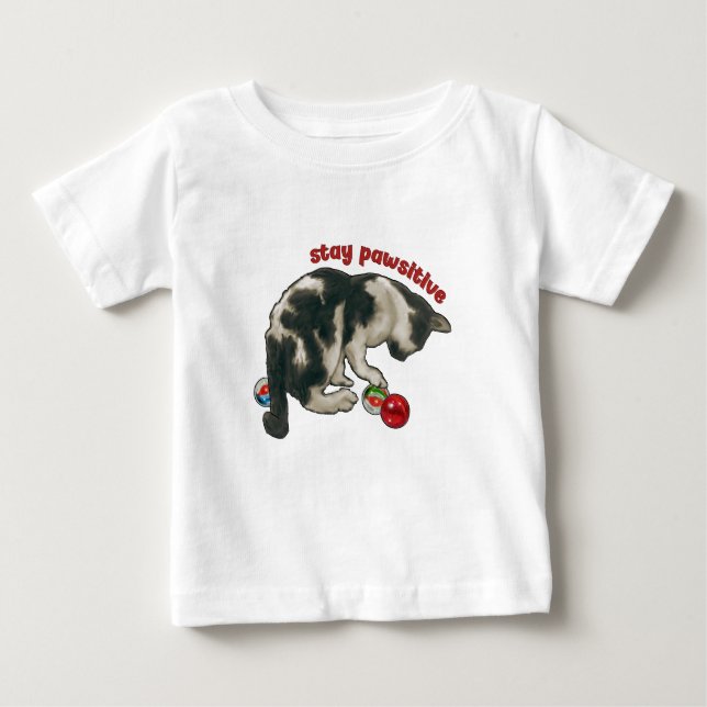 Camiseta Cat Playing with MARBLES, Stay Pawsitive, Pun (Frente)